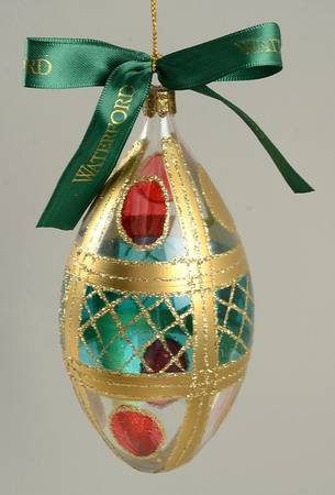 Red and Green on Clear Colleen Egg - Boxed