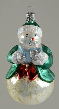 Snowy Village 10th Anniversary Lucerne Caroler Snowman - Boxed