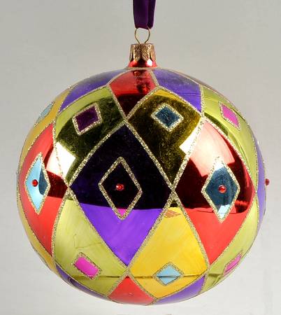 Jewel Tones, Brights, Pastels Harlequin Ball-Large - With Box