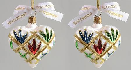 Multicolor Cut and Faceted Lismore Mini Hearts Set Of 2 - Boxed