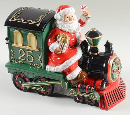 Holiday Heirloom Giftware Cookie Jar Santa On Train - Boxed