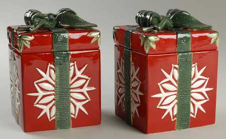 Holiday Heirloom Giftware Red Snowflake Gift Box-Set Of 2 - Boxed