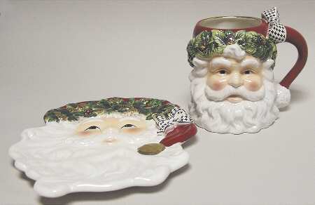 Holiday Heirloom Giftware St Nicholas Milk & Cookies Set Of 2 - Boxed