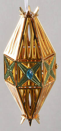 Brass and Enamel Ornaments Snow Crystals Mini Spire-Aqua, - Boxed