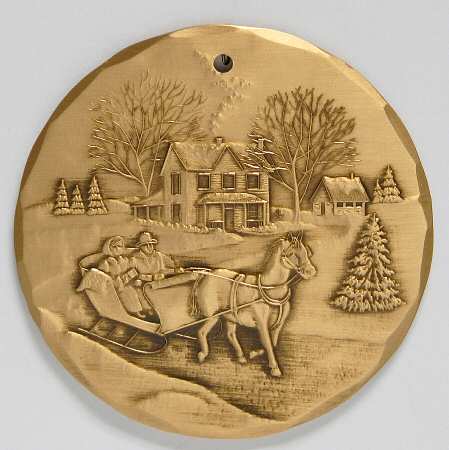 Annual Bronze Ornaments One Horse Open Sleigh - With Box