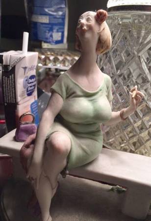 Works of Art Italy Figurines Lady On Bench - No Box