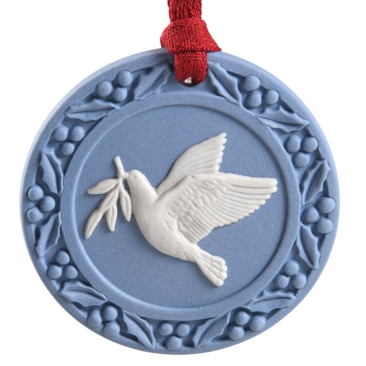 Jasperware Cameo Ornament Dove Ornament- Blue/White - Boxed