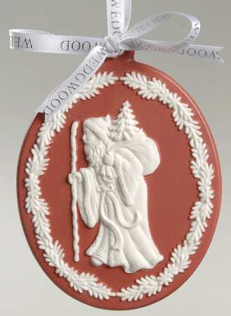 Jasperware Cameo Ornament Santa Cameo-Red - With Box