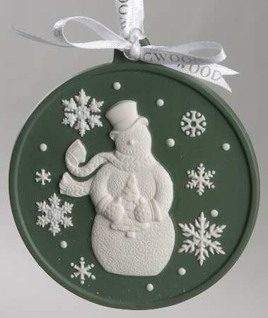 Jasperware Cameo Ornament Snowman Cameo - Green - Boxed