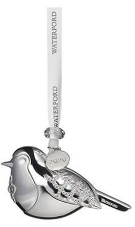 Silver Christmas Ornaments Robin - Boxed