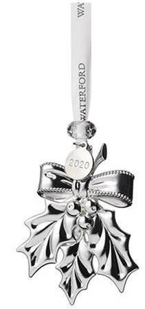Silver Christmas Ornaments Holly - Boxed