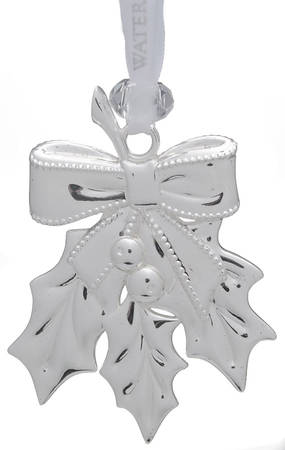Silver Christmas Ornaments Holly - With Box