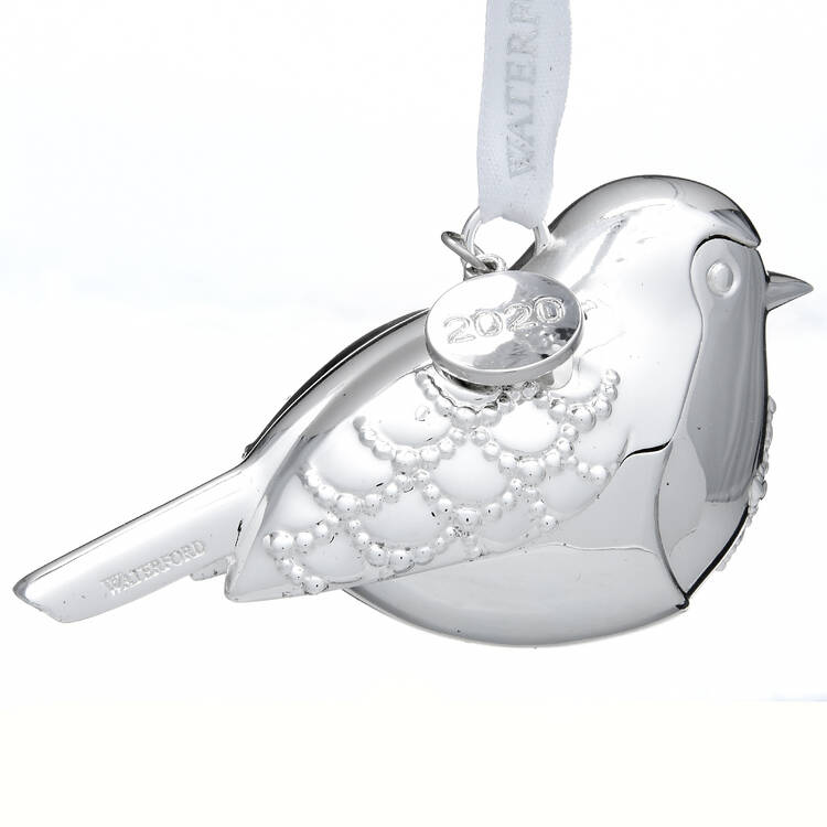 Silver Christmas Ornaments Robin - Boxed