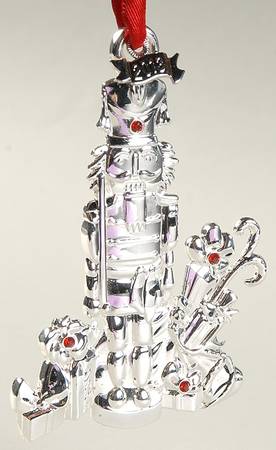 Silver Christmas Ornaments Nutcracker - Boxed