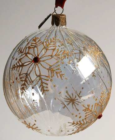 Jim O'Leary Opulent Snowflake Gold Snowflake Ball - Boxed