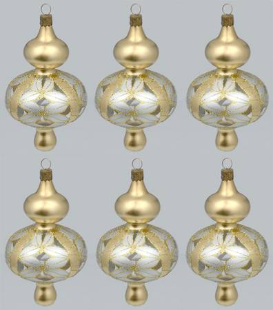 Marquis Blown Glass Ornaments Gold Onion (Set Of 6) - Boxed