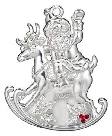 Santa Ornaments (Silverplate) Santa And Rocking Horse - Boxed
