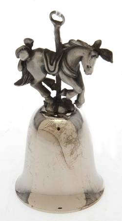 Antique Pewter Mini Bells Carousel Horse - Boxed