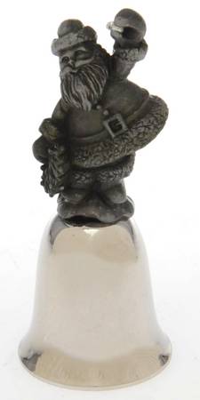 Antique Pewter Mini Bells Santa - Boxed