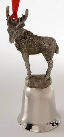Antique Pewter Mini Bells Reindeer-Stag - Boxed