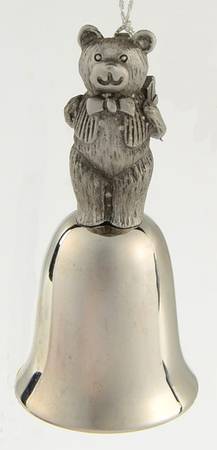 Antique Pewter Mini Bells Teddy Bear - Boxed