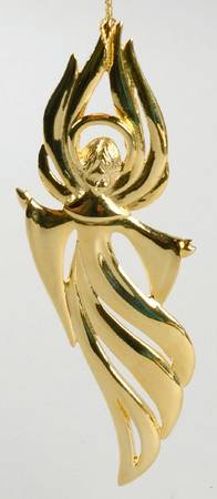 Christmas Goldplated Sculpture Ornaments Angel-Wings Up - Boxed