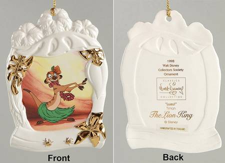Collector Society Ornaments 1998-Timon Luau! - Boxed