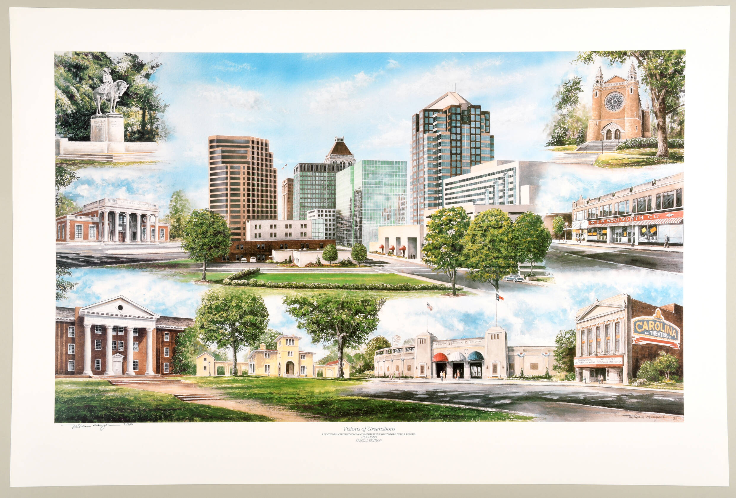 William Mangum Prints Visions Of Greensboro - Boxed