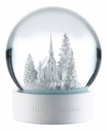Christmas Snowglobes Merry Christmas - Church Scene - Boxed