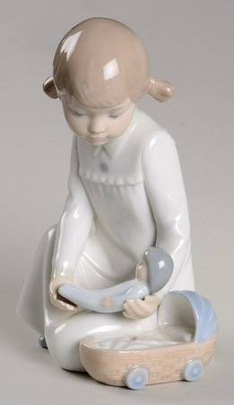 Zaphir Figurine Pretending-Girl With Baby Doll - No Box