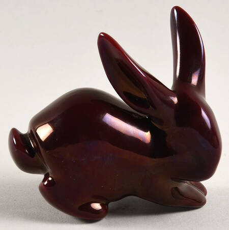 Zsolnay Figurines Rabbit - Eosin Dark Red - No Box