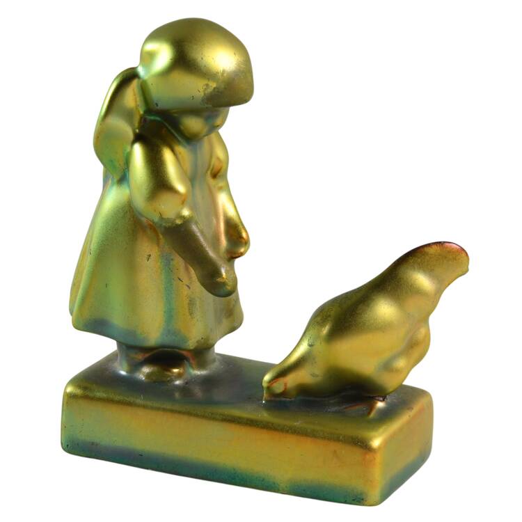Zsolnay Figurines Girl Feeding Chicken - Boxed