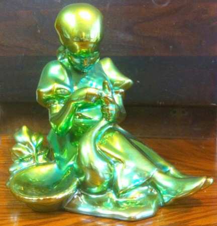 Zsolnay Figurines Girl Feeding Goose - Eosin - Boxed