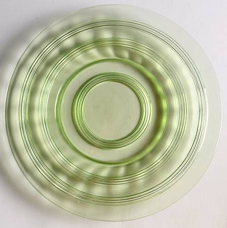 Banded Rings Green Luncheon Plate