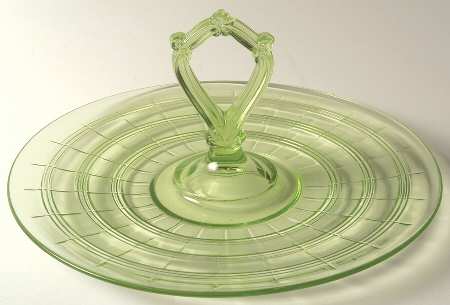 Banded Rings Green Center Handle Tray