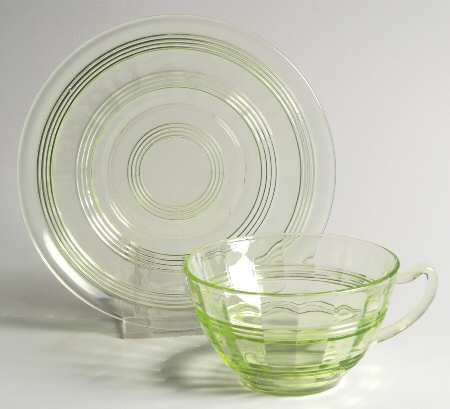 Banded Rings Green Cup & Saucer Set