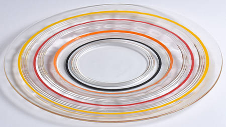 Banded Rings Clear and Multi Colored Bands 11" Sandwich Plate
