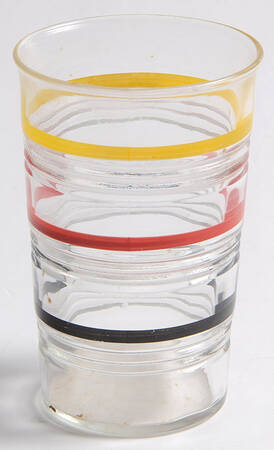 Banded Rings Clear and Multi Colored Bands Flat Juice Glass