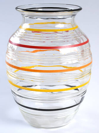 Banded Rings Clear and Multi Colored Bands 8" Flower Vase