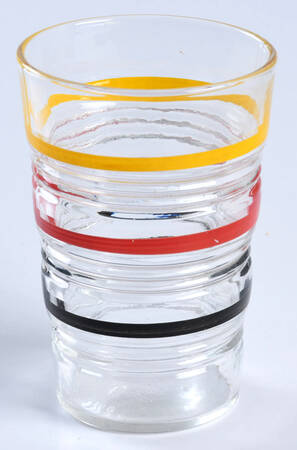 Banded Rings Clear and Multi Colored Bands 2 Oz Flat Tumbler