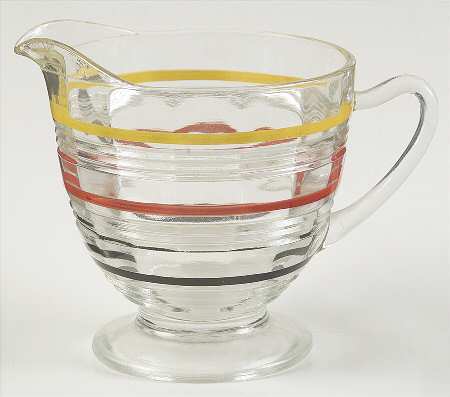 Banded Rings Clear and Multi Colored Bands Footed Creamer