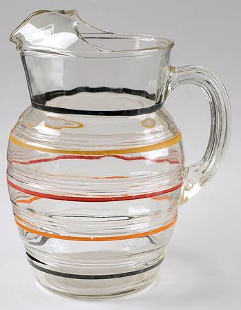 Banded Rings Clear and Multi Colored Bands 80 Oz Pitcher