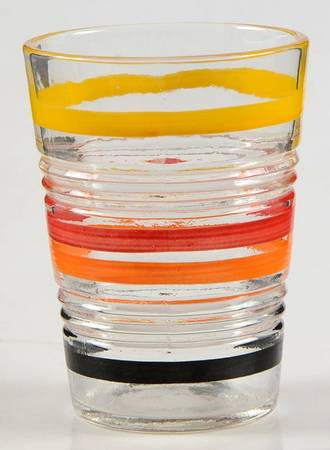 Banded Rings Clear and Multi Colored Bands Whiskey Glass