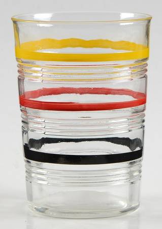 Banded Rings Clear and Multi Colored Bands 8 Oz Flat Tumbler