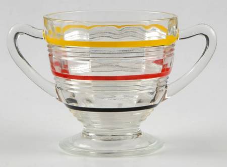 Banded Rings Clear and Multi Colored Bands Footed Open Sugar