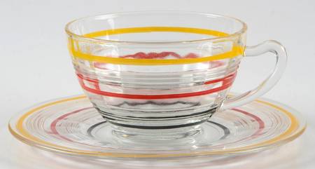 Banded Rings Clear and Multi Colored Bands Cup & Saucer Set