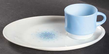 Blue Mosaic Snack Plate & Cup Set