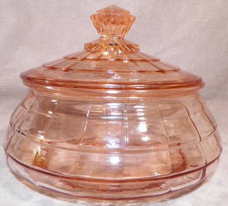 Block Optic Pink Candy Dish & Lid by Anchor Hocking
