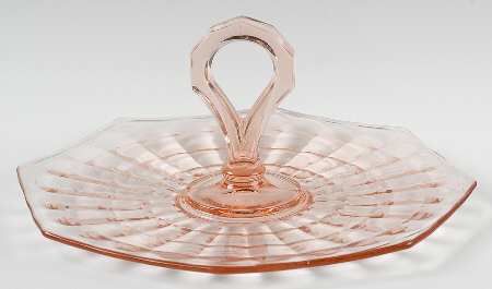 Block Optic Pink Center Handle Tray by Anchor Hocking