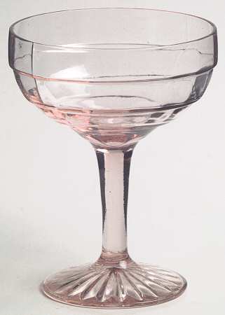 Block Optic Pink Sundae Glass by Anchor Hocking